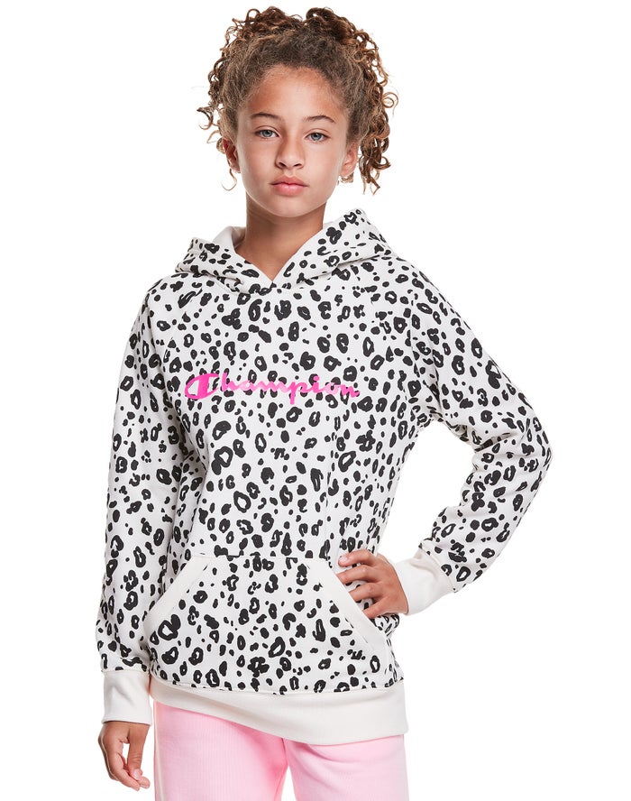 Sudadera Con Capucha Champion Niña - Fleece Raglan Leopard Print ( Negras/Blancas ) 0253179-OP